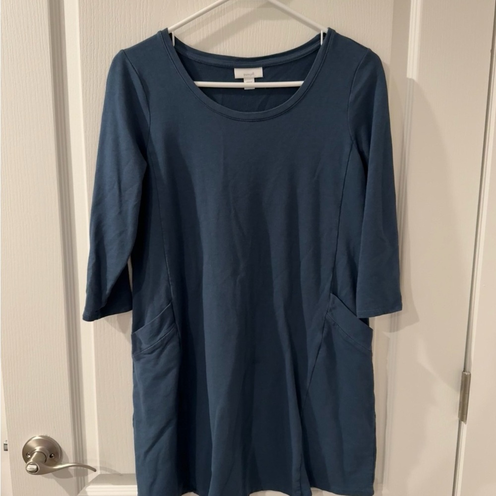 Pure Jill Blue 3/4 Sleeve Dress with Pockets